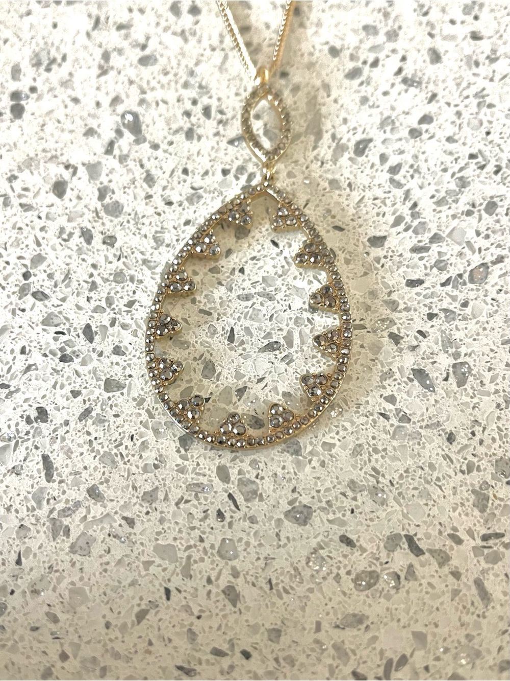 Gold-Tone Teardrop Pendant Necklace - Picture 4 of 5